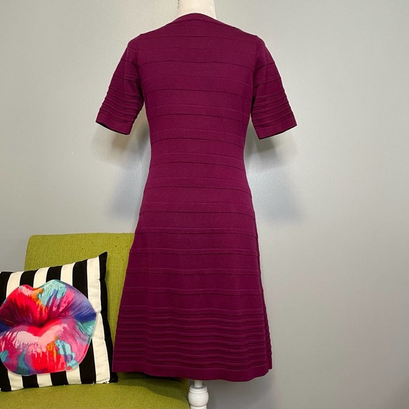 Calvin Klein Raspberry Wool Knit A-Line Sweater Dress Work Cocktail - Picture 5 of 5